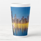 Chicago Dawn Cityscape Latte Mok (Voorkant)