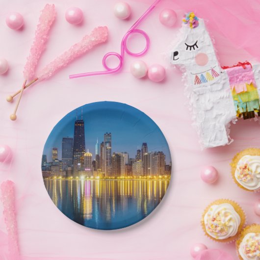 Chicago Dawn Cityscape Papieren Bordje (Feest)