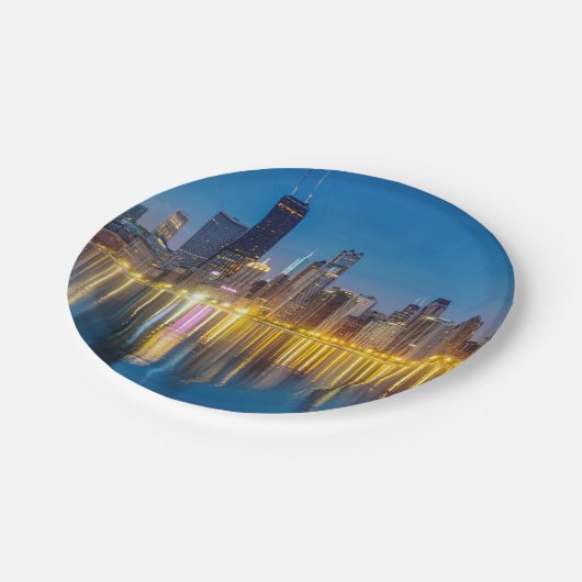 Chicago Dawn Cityscape Papieren Bordje (Gekanteld)