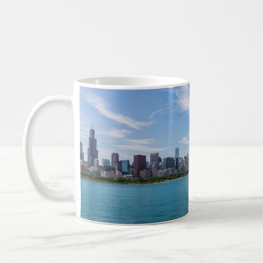 Chicago Day Cityscape Coffee Mok (Links)