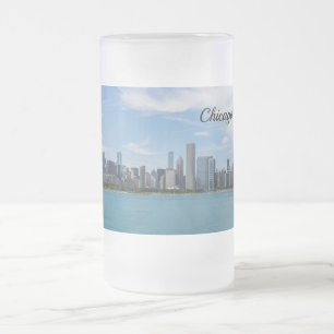Chicago Day Cityscape Frosted Glass Beer Mok