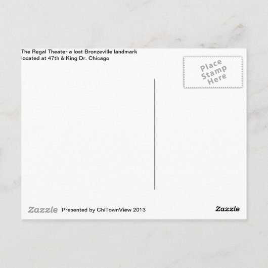  Chicago, de Regal Theater Marquee Briefkaart (Achterkant)