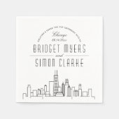 Chicago Deco Skyline | Weddenschap Napkins Servet (Voorkant)