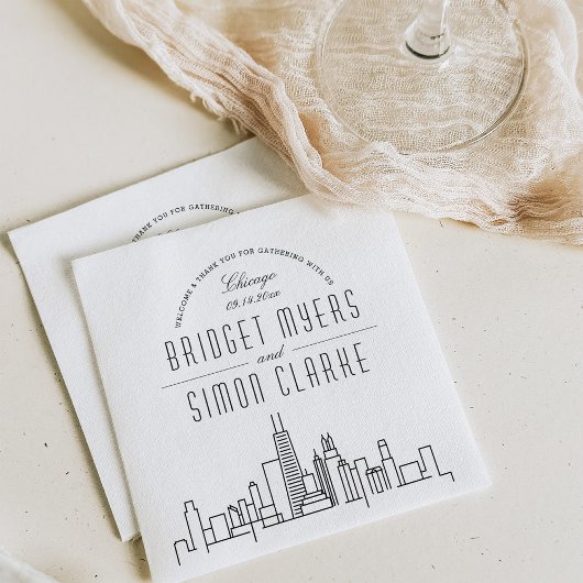 Chicago Deco Skyline | Weddenschap Napkins Servet