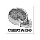 Chicago Deep Dish Pepperoni Cheese Pizza Pie Slice Rubberstempel (Afrduk)