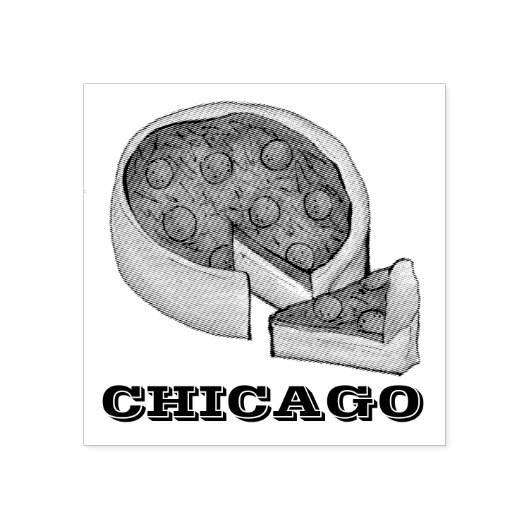 Chicago Deep Dish Pepperoni Cheese Pizza Pie Slice Rubberstempel (Afrduk)