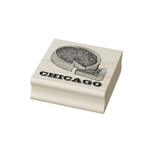 Chicago Deep Dish Pepperoni Cheese Pizza Pie Slice Rubberstempel (Stempel)