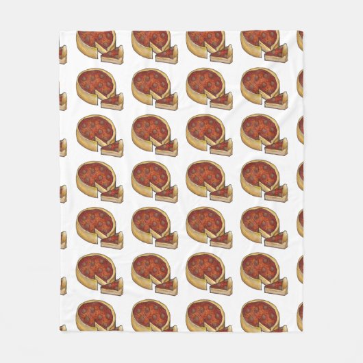 Chicago Deep Dish Pepperoni Pizza Pie Slice Fleece Deken (Voorkant)