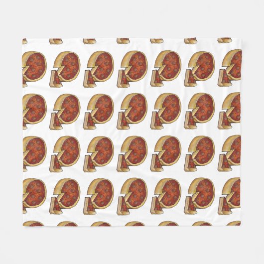 Chicago Deep Dish Pepperoni Pizza Pie Slice Fleece Deken (Voorkant (Horizontaal))
