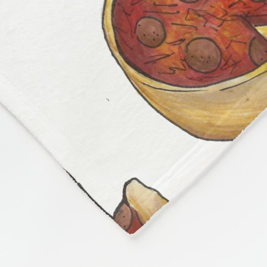 Chicago Deep Dish Pepperoni Pizza Pie Slice Fleece Deken (Hoek)