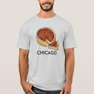 Chicago Deep Dish Pepperoni Pizza Pie Slice Food T-shirt