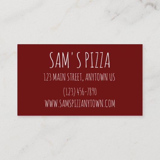 Chicago Deep Dish Pepperoni Pizza Shop Pizzeria Visitekaartje (Achterkant)