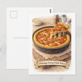 Chicago Deep-Dish Pizza (Amerikaanse Voedsel Serie Briefkaart (Voorkant / Achterkant)