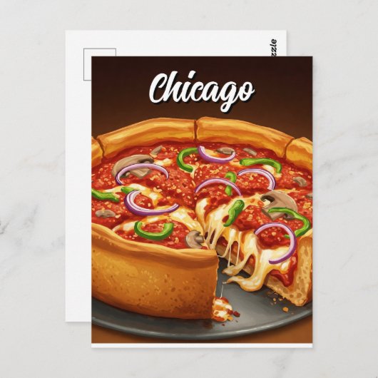 Chicago Deep Dish Pizza Briefkaart (Voorkant / Achterkant)