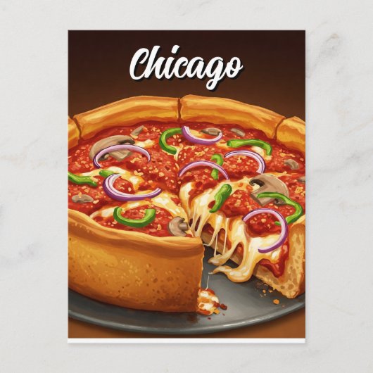 Chicago Deep Dish Pizza Briefkaart (Voorkant)
