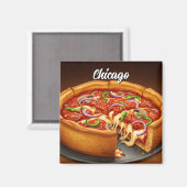 Chicago Deep Dish Pizza Magneet (Voorkant / Achterkant)
