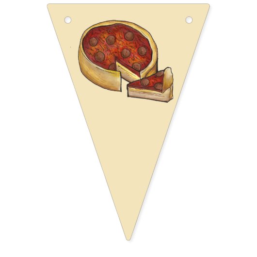 Chicago Deep Dish Pizza Party Gelukkige Verjaardag Vlaggetjes (Eerste vlag)