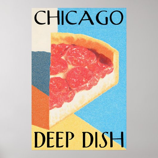 Chicago Deep Dish Poster Retro Pizza Kunstprint – (Voorkant)