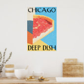 Chicago Deep Dish Poster Retro Pizza Kunstprint – (Keuken)