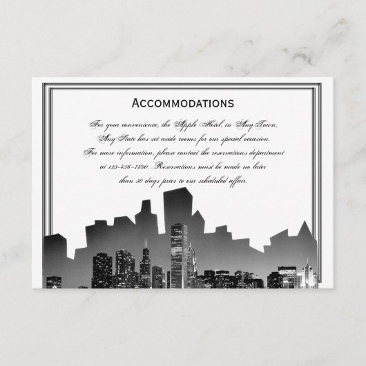 Chicago Destination Wedding Accomodations Informatiekaartje (Voorkant)