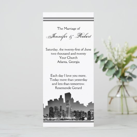 Chicago Destination Wedding Programma Programmakaart (Staand voorkant)