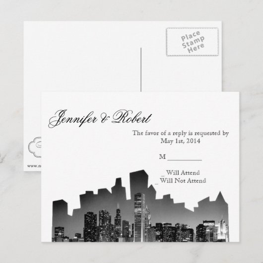 Chicago Destination Wedding RSVP Briefkaart (Voorkant / Achterkant)