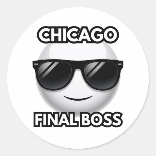 Chicago Eindbaas Cool Emoji Ronde Sticker (Voorkant)