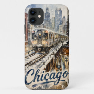 Chicago El Trein in de Wintersneeuw Case-Mate iPhone Case