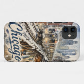 Chicago El Trein in de Wintersneeuw Case-Mate iPhone Case (Achterkant (horizontaal))