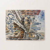 Chicago El Trein in de Wintersneeuw Legpuzzel (Horizontaal)