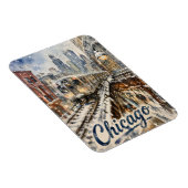 Chicago El Trein in de Wintersneeuw Magneet (Rechterzijde)