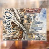 Chicago El Trein in de Wintersneeuw Raamsticker (Vel 2)