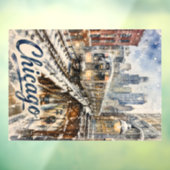 Chicago El Trein in de Wintersneeuw Raamsticker (Vel 3)