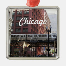 Chicago Elevated Loop Train Holiday Metalen Ornament