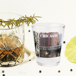 Chicago Elevated Loop Train Photo Shot Glas