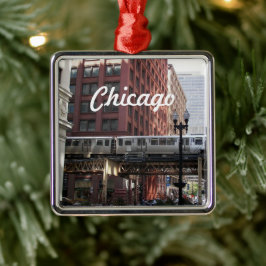Chicago Elevated Loop Trein Vakantie Metalen Ornament
