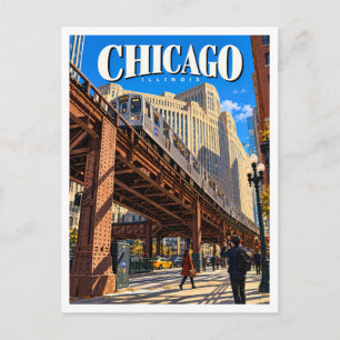 Chicago Elevated Trein bij de Merchandise Mart Briefkaart