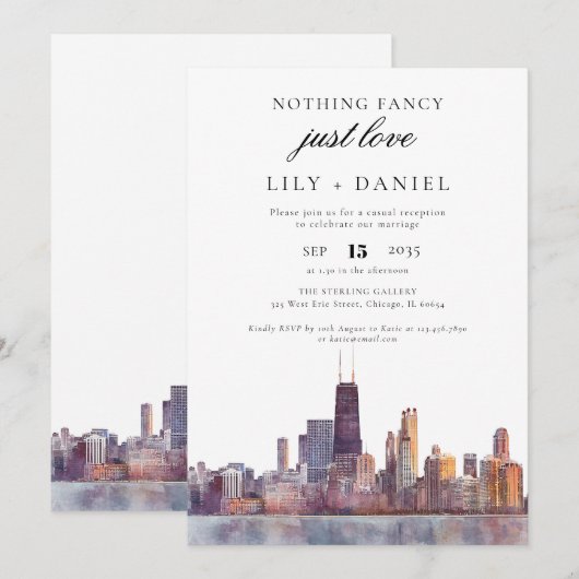 Chicago Elopement Wedding Reception Kaart (Voorkant / Achterkant)