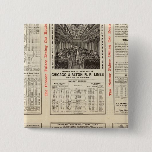 Chicago en Alton Railroad 3 Vierkante Button 5,1 Cm (Voorkant)