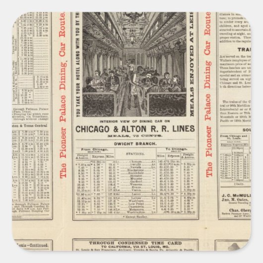 Chicago en Alton Railroad 3 Vierkante Sticker (Voorkant)