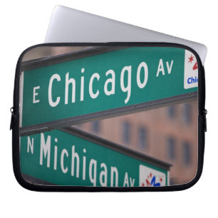 Chicago- en Michigan Avenue-wegwijzers, Chicago Laptop Sleeve