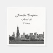 Chicago Etched Look Skyline Sweet 16 Servetten (Voorkant)