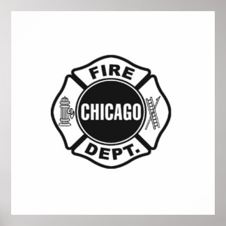 Chicago Fire Dept Black Logo Poster