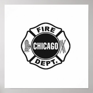 Chicago Fire Dept Black Logo Poster