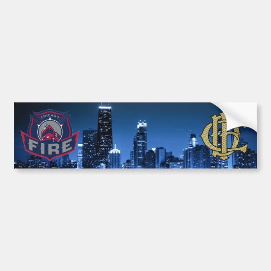 Chicago Fire met skyline Bumpersticker (Voorkant)