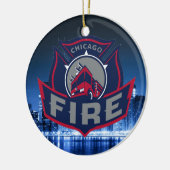 Chicago Fire with Skyline Keramisch Ornament (Links)