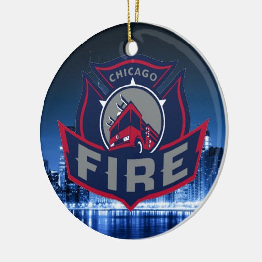 Chicago Fire with Skyline Keramisch Ornament (Links)