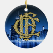 Chicago Fire with Skyline Keramisch Ornament (Achterkant)