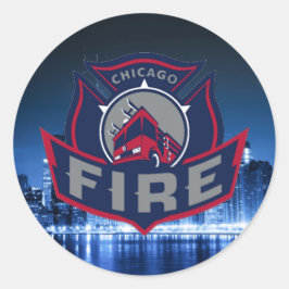 Chicago Fire with Skyline Ronde Sticker