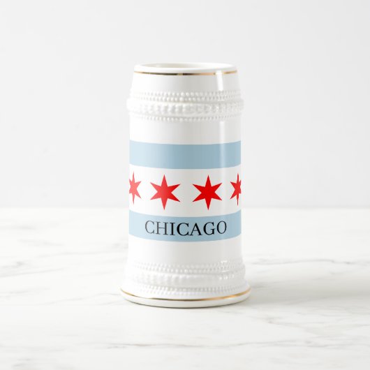 Chicago flag beer stein with custom text bierpul (Center)